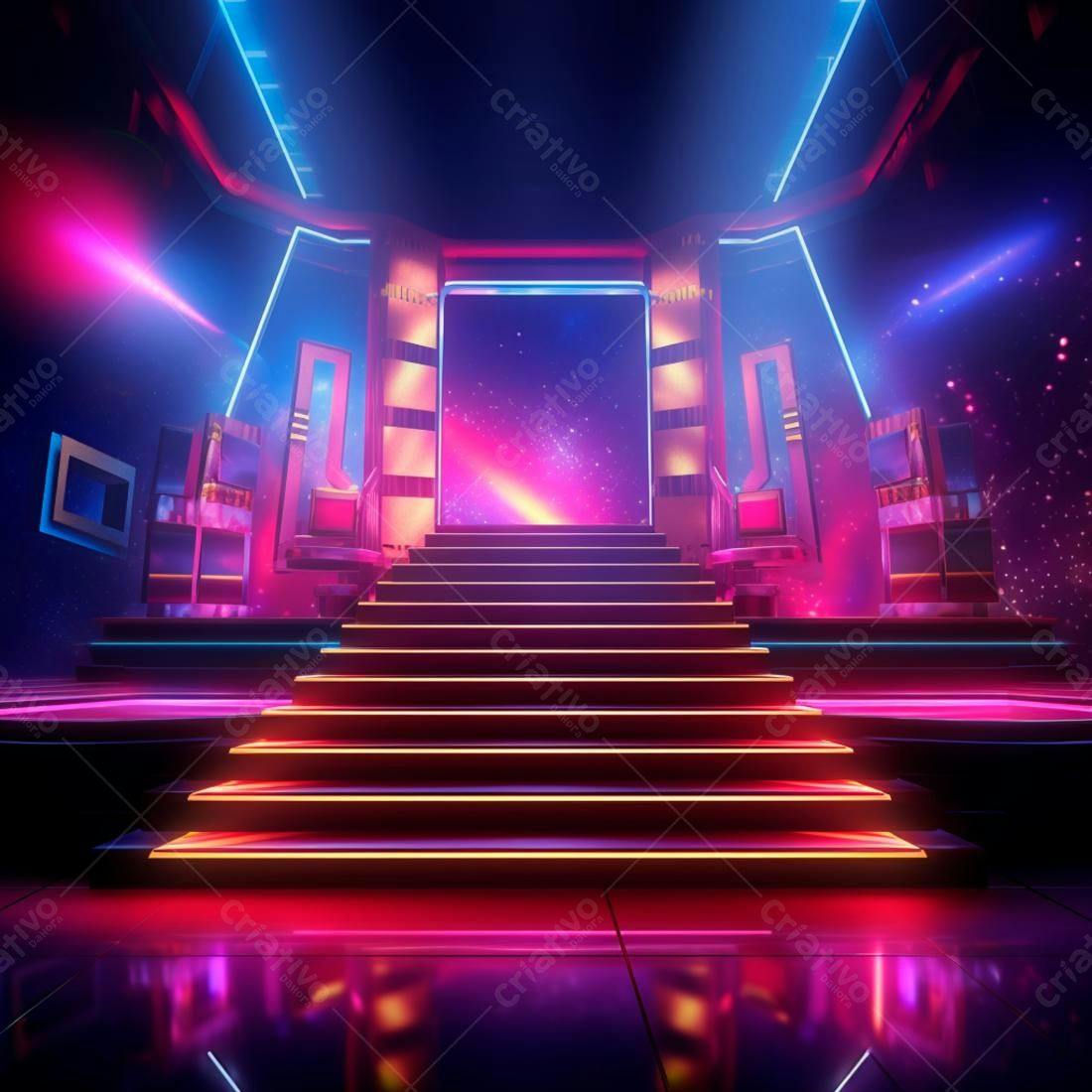 Escada Neon em Cenário Cyberpunk