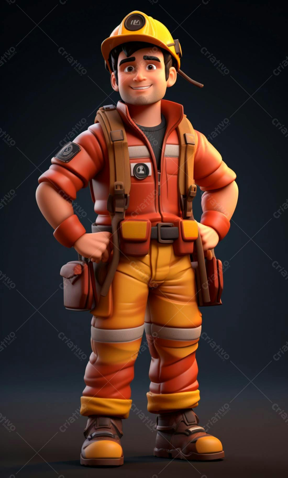 Trabalhador sorridente em uniforme laranja