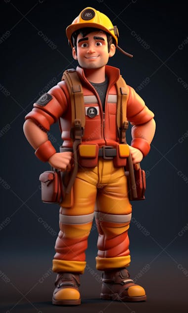 3d model of a firefighter character 2