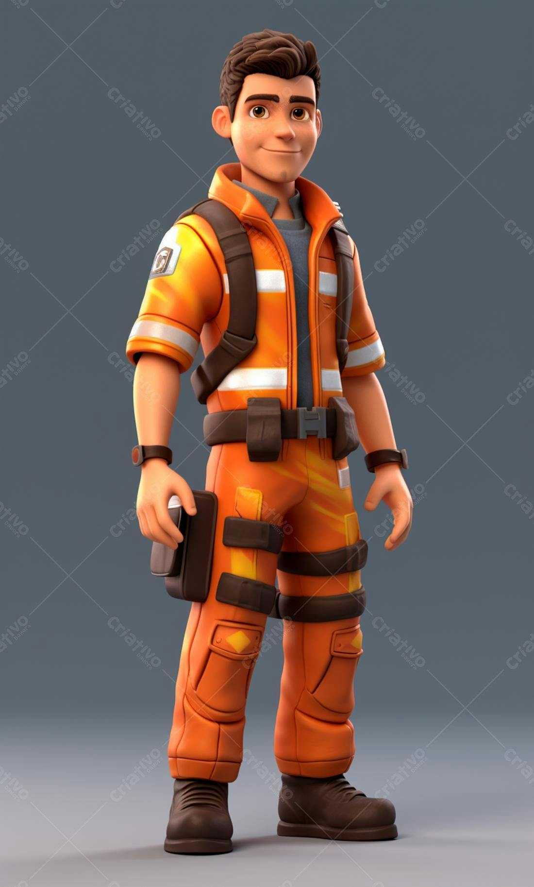 Socorrista animado uniforme laranja