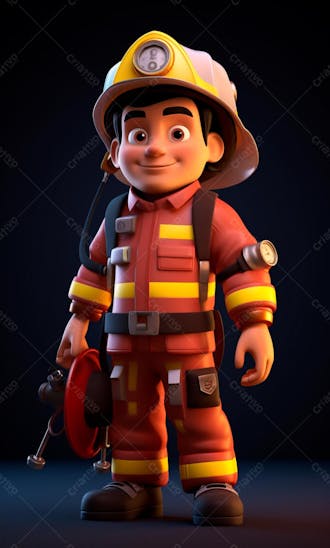 3d model of a firefighter character 4