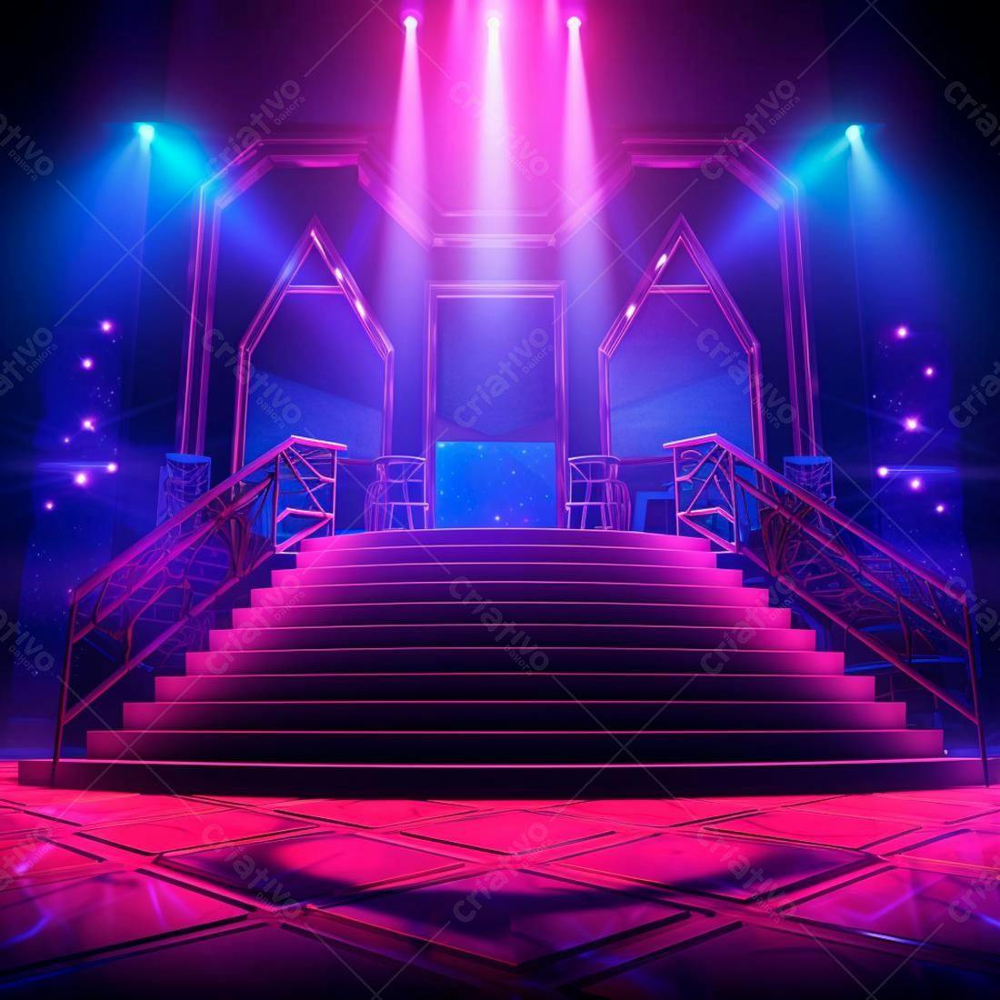 Palco Neon Rosa e Azul para Show