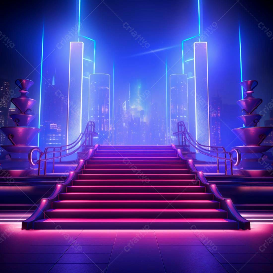 Escada Neon em Cidade Futura
