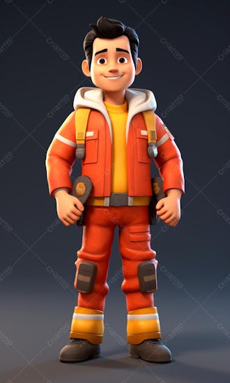 3d model of a firefighter character 22