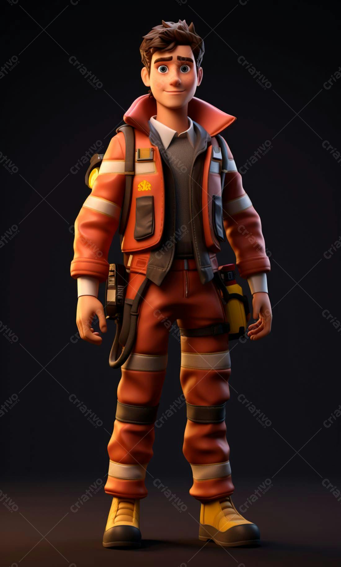Socorrista animado uniforme laranja