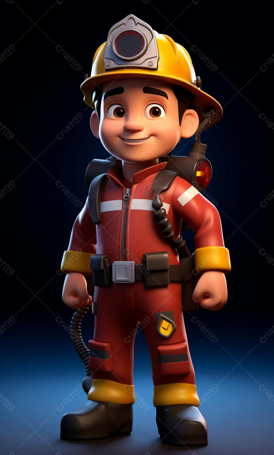 Bombeiro Cartoon Sorrindo