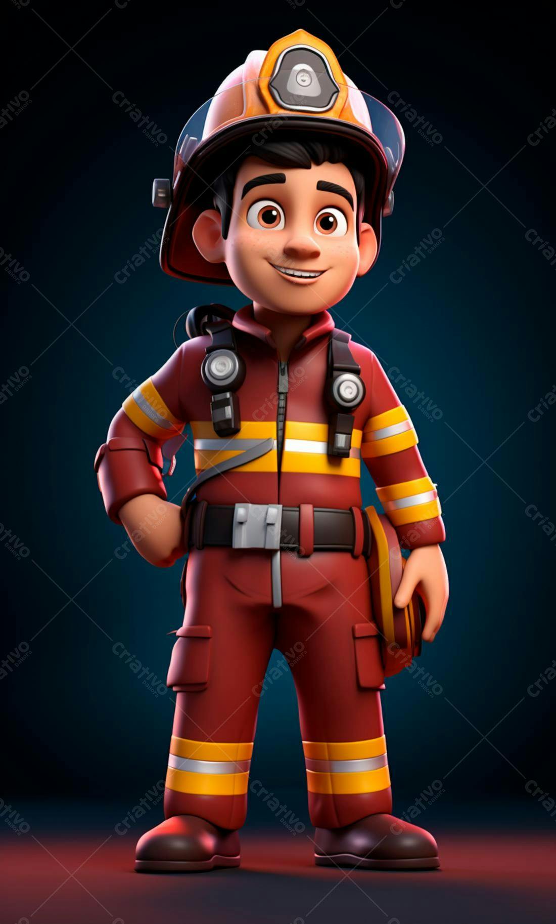 Bombeiro Cartoon Sorrindo