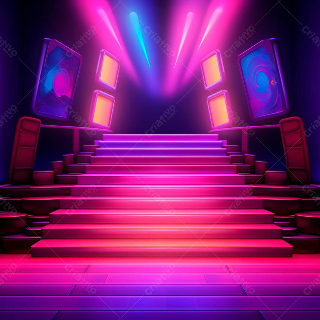 Escada Neon Rosa e Roxa em Palco