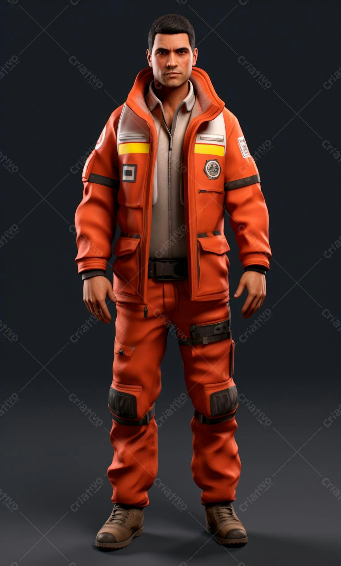 Homem em uniforme laranja de resgate