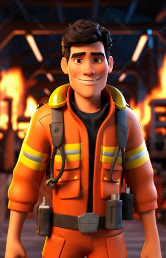 3d model of a firefighter character 38