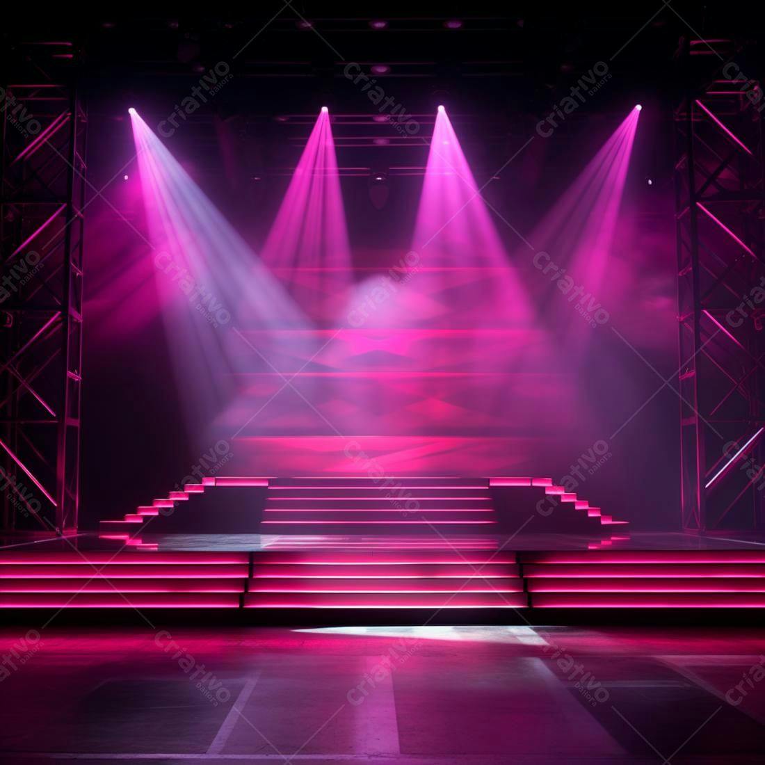 Palco iluminado rosa para evento