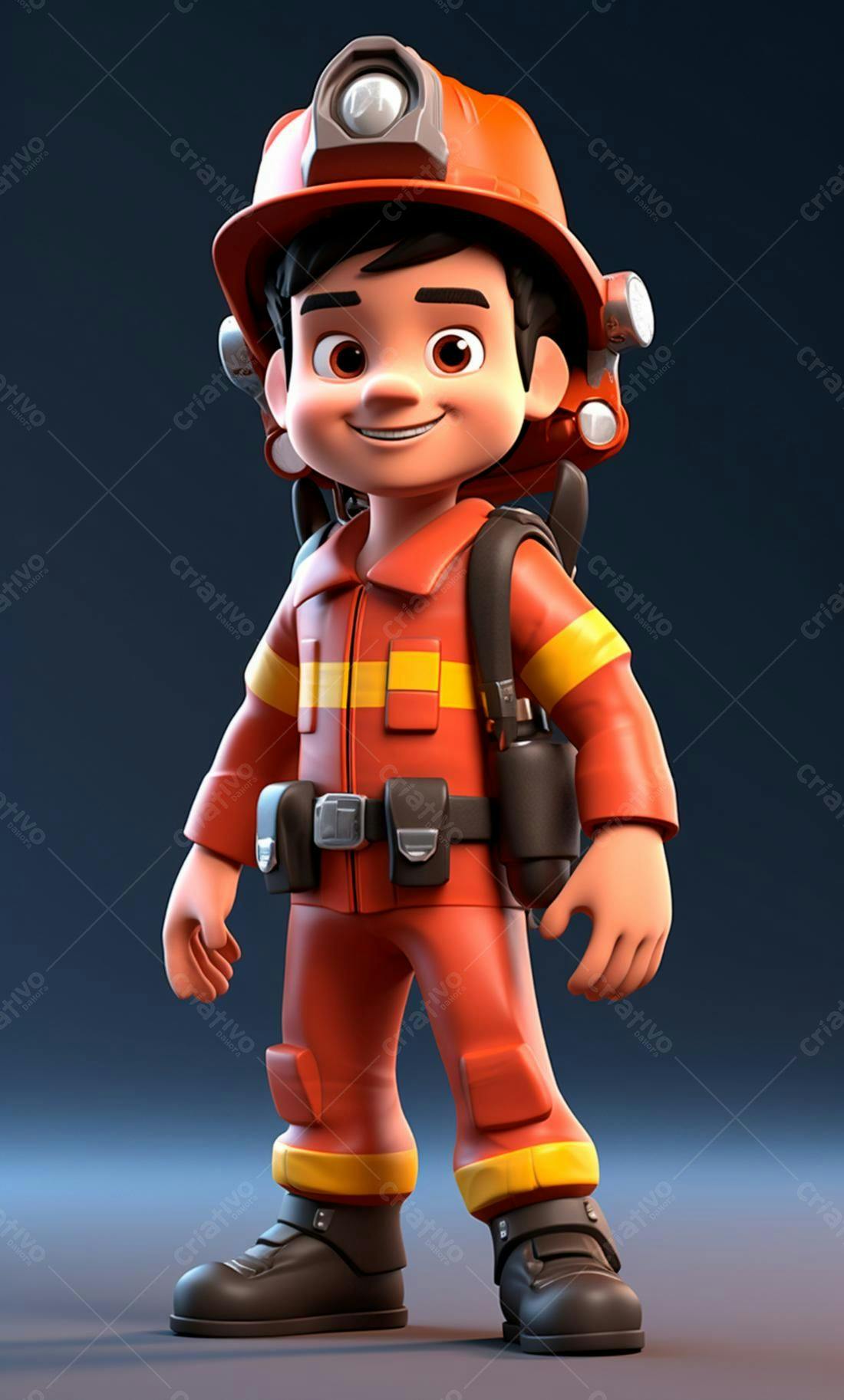 Bombeiro mirim personagem 3D