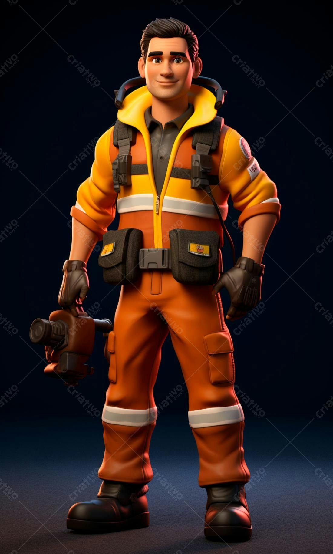 Socorrista 3D uniforme laranja