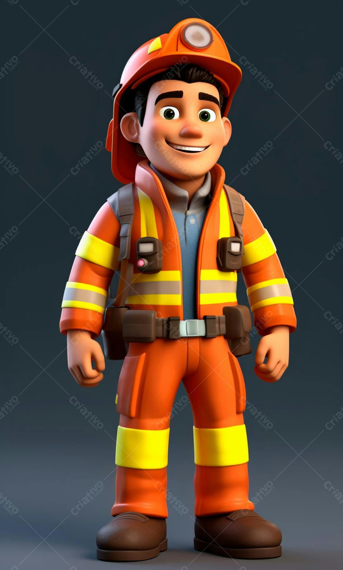 Mineiro sorridente uniforme laranja