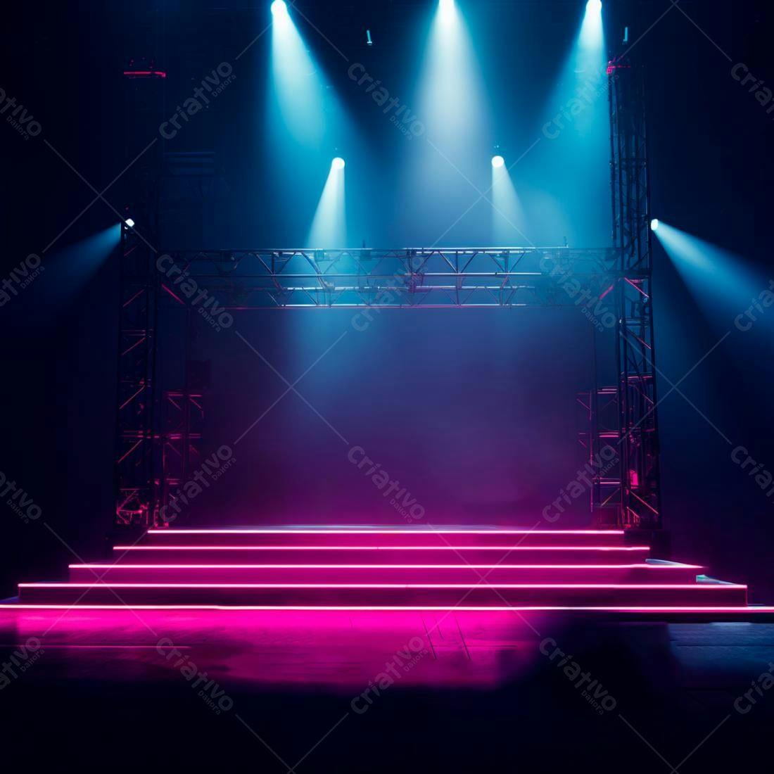 Palco Neon Rosa e Azul para Show