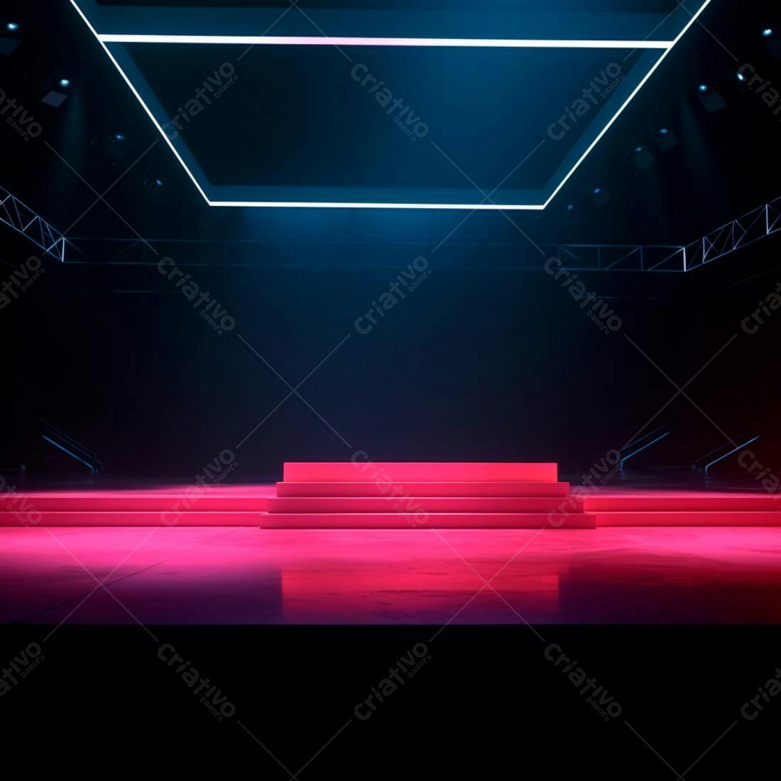 Palco Neon Rosa com Escada
