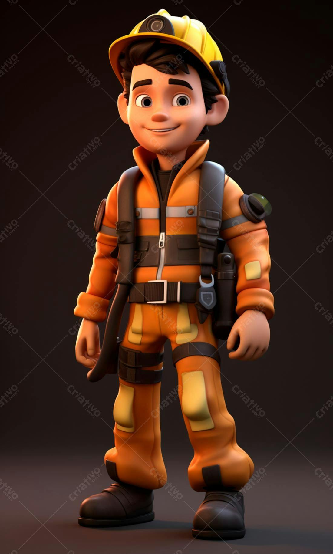 Bombeiro Cartoon Sorrindo