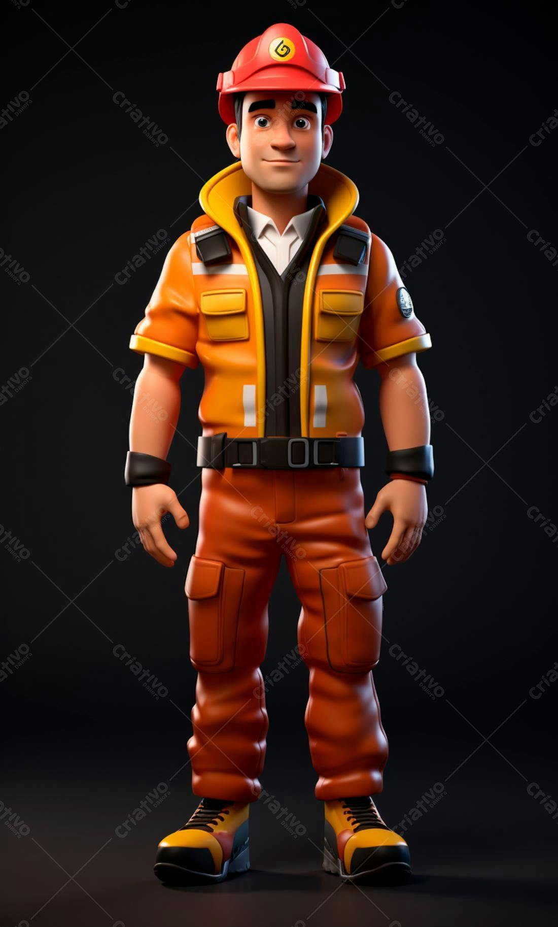 Desenhista de personagem estilo cartoon uniforme laranja