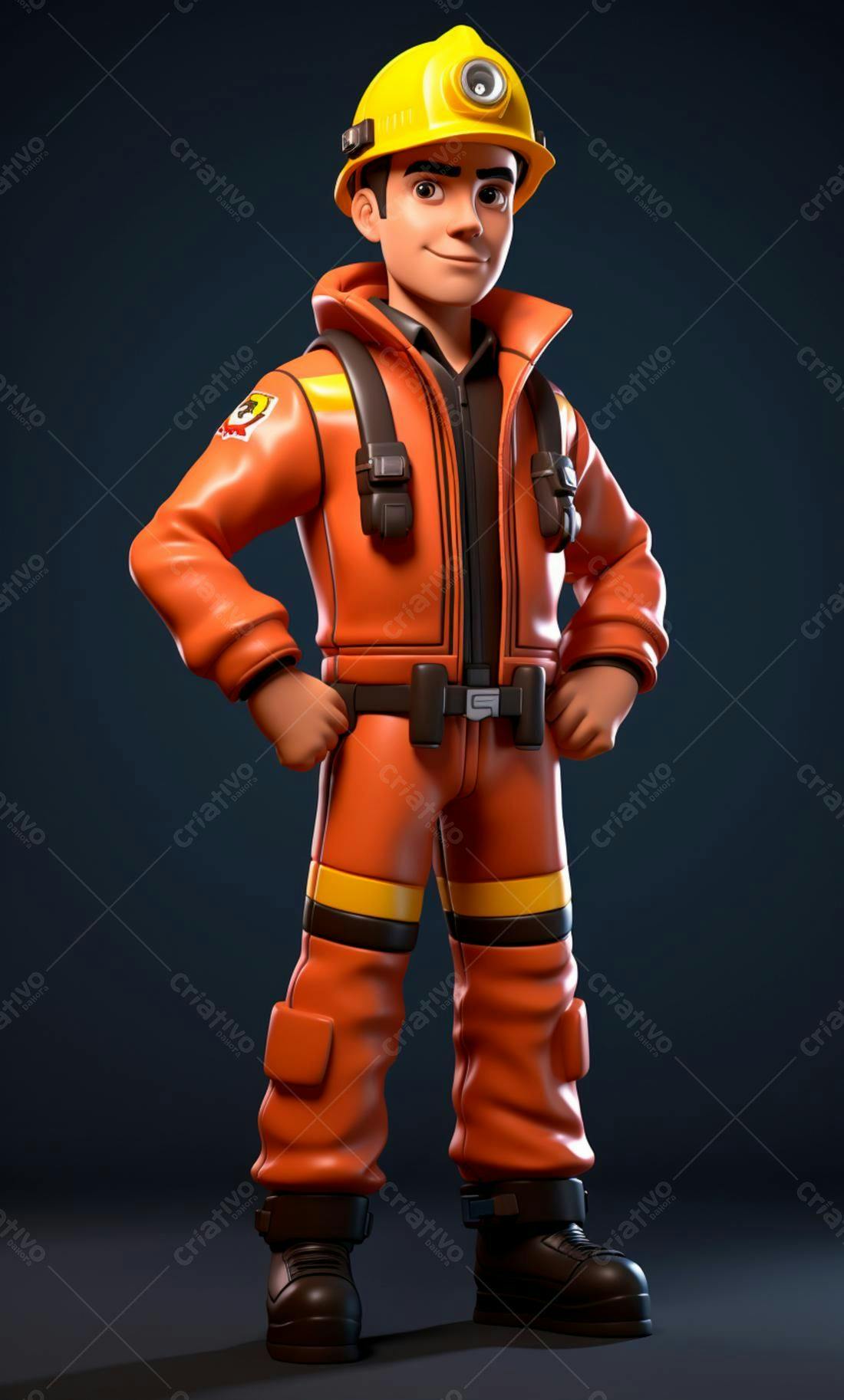 Mineiro animado uniforme laranja