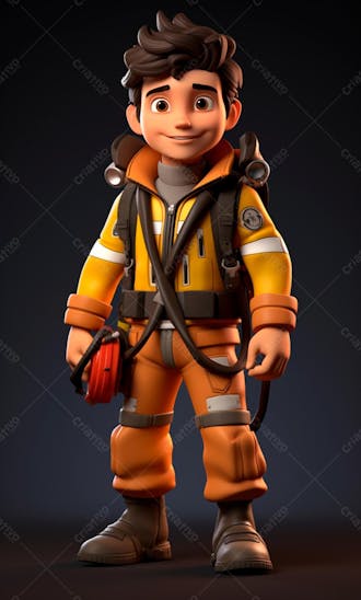 3d model of a firefighter character 90