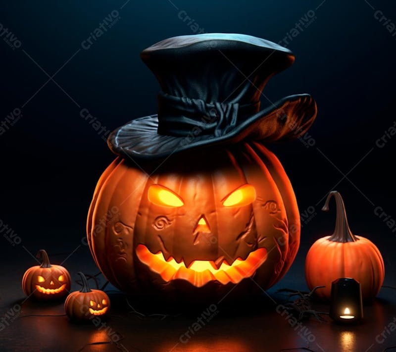 Imagem de uma abobora com chapeu para o halloween 8