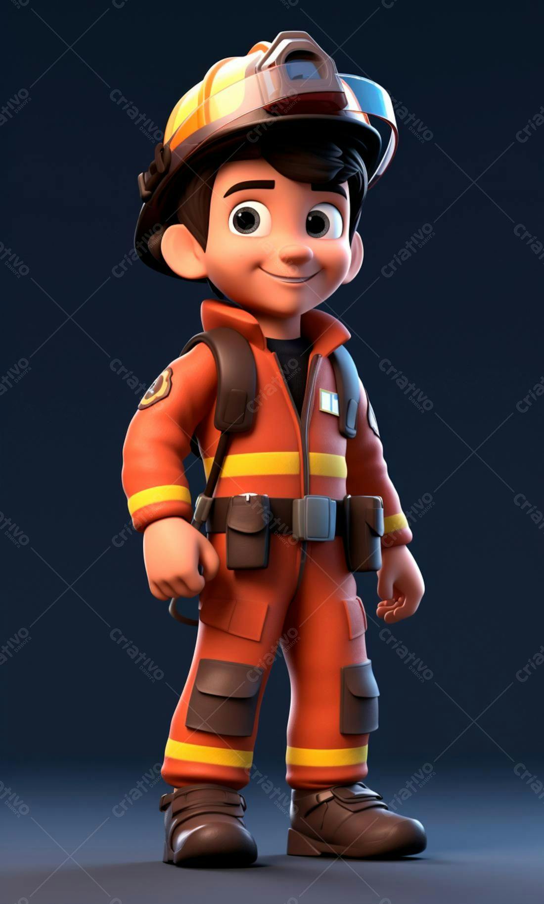 Bombeiro mirim personagem 3D