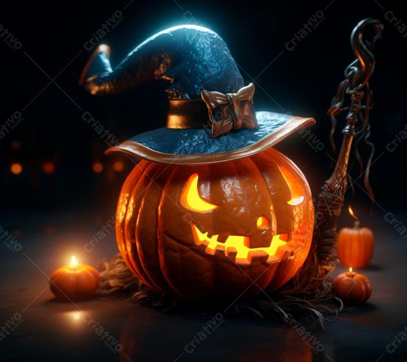 Imagem de uma abobora com chapeu para o halloween 22