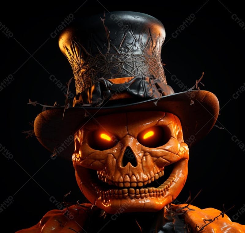 Imagem de uma abobora com chapeu para o halloween 24