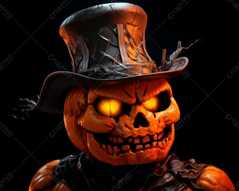 Imagem de uma abobora com chapeu para o halloween 26