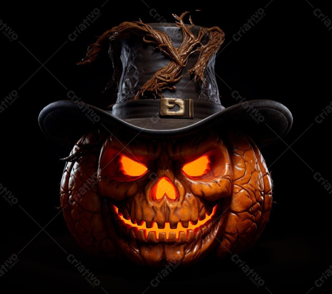Abóbora de Halloween com chapéu