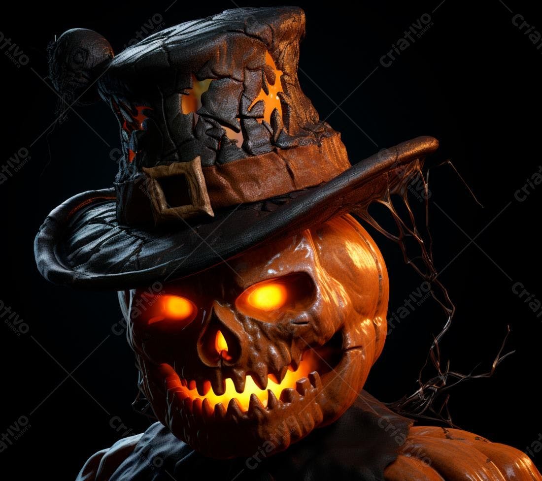 Abóbora de Halloween com chapéu