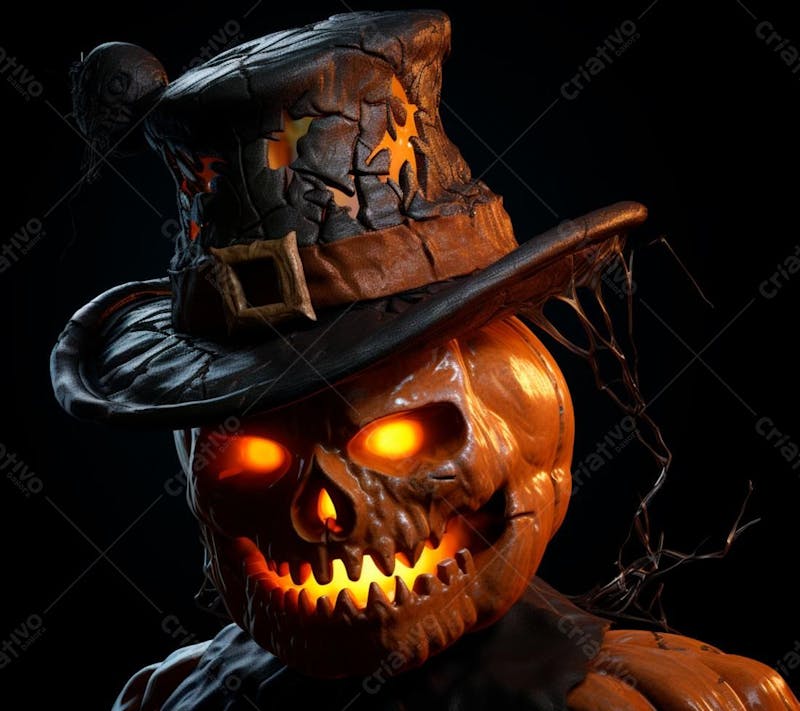 Imagem de uma abobora com chapeu para o halloween 31