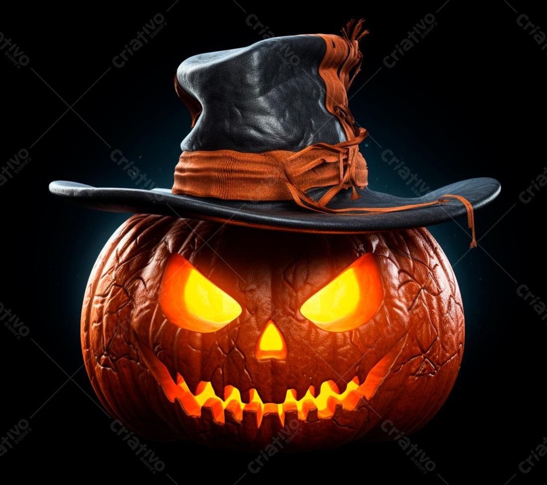 Abóbora de Halloween com chapéu
