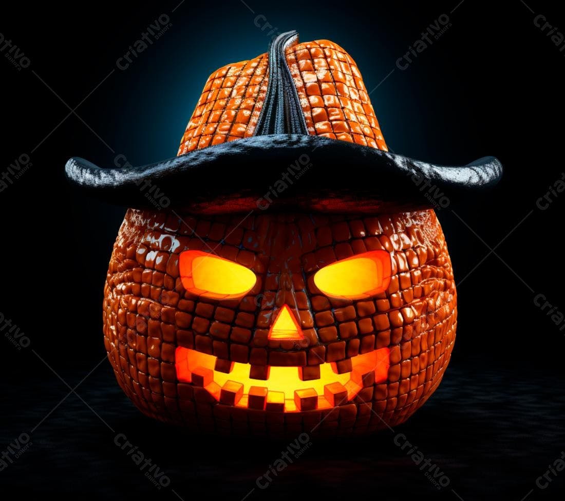 Abóbora de Halloween com chapéu