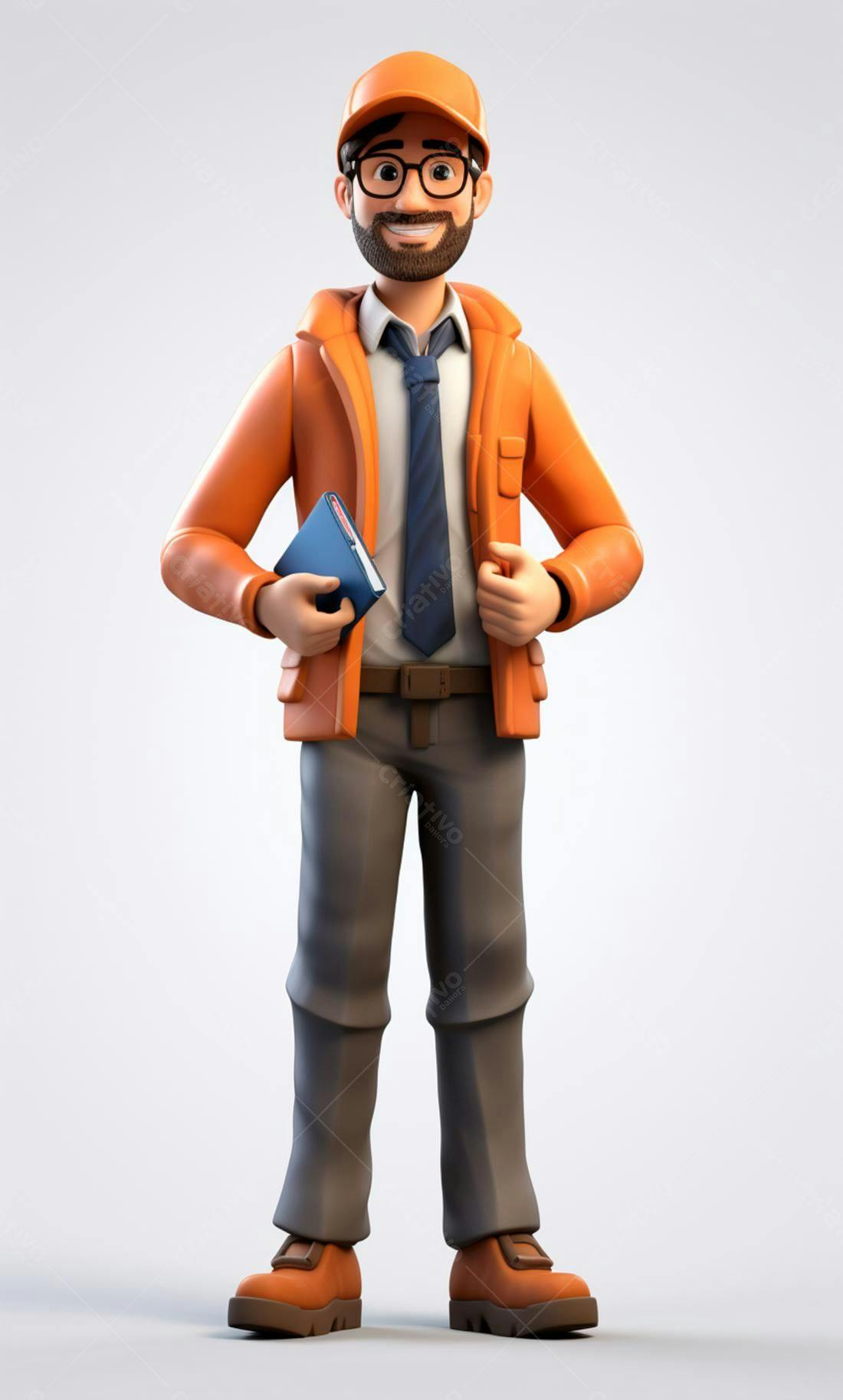 Técnico sorridente com uniforme laranja