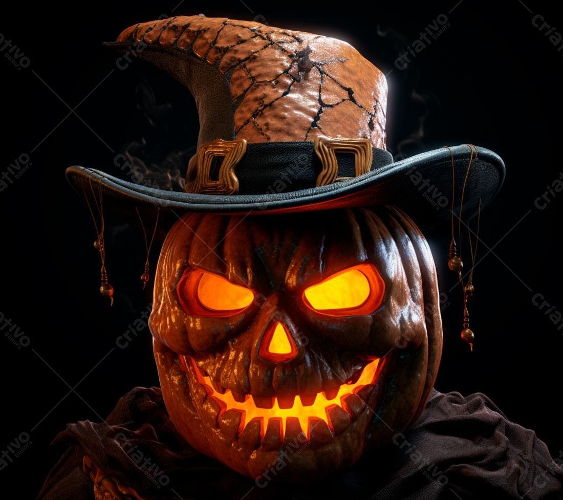 Abóbora de Halloween com chapéu