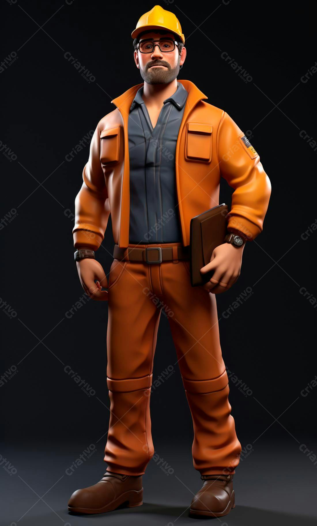 Engenheiro com uniforme laranja e capacete