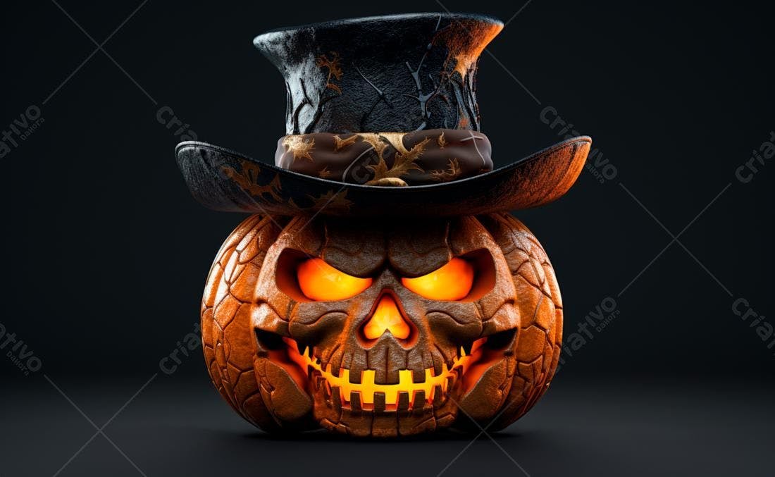 Abóbora de Halloween com chapéu