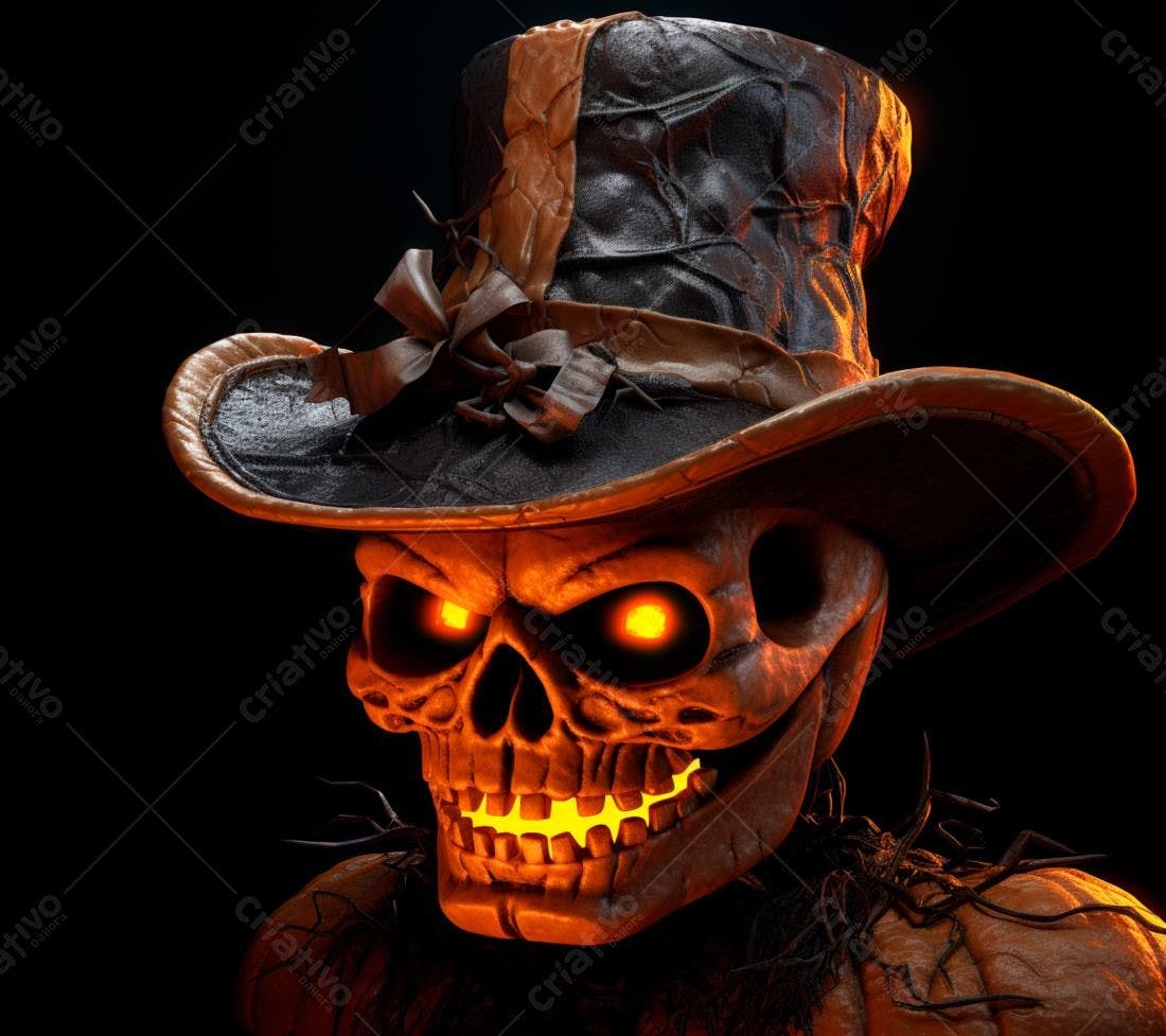 Caveira com chapéu de bruxo para o Halloween