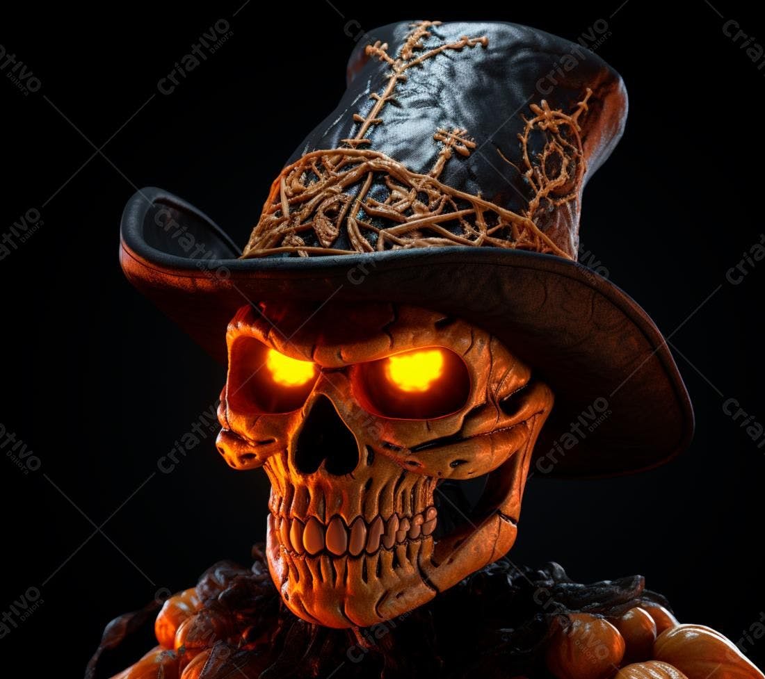 Caveira com chapéu de Halloween