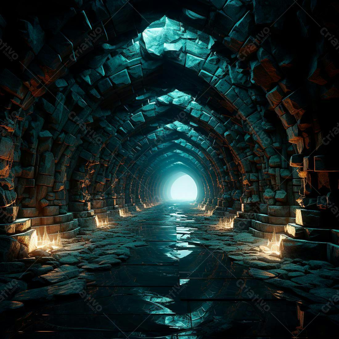 Túnel de pedra com luz ao fundo