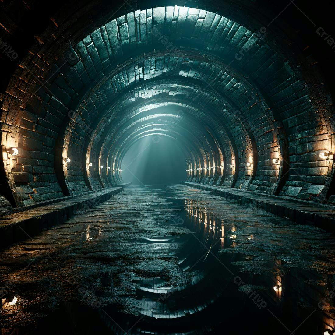 Túnel subterrâneo misterioso com água