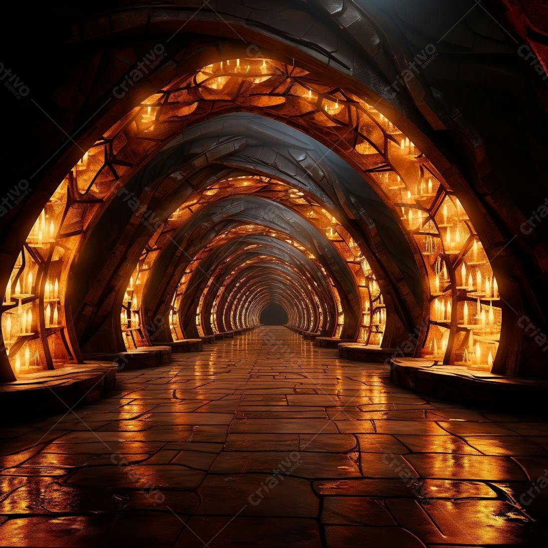 Corredor Iluminado com Velas Ambar
