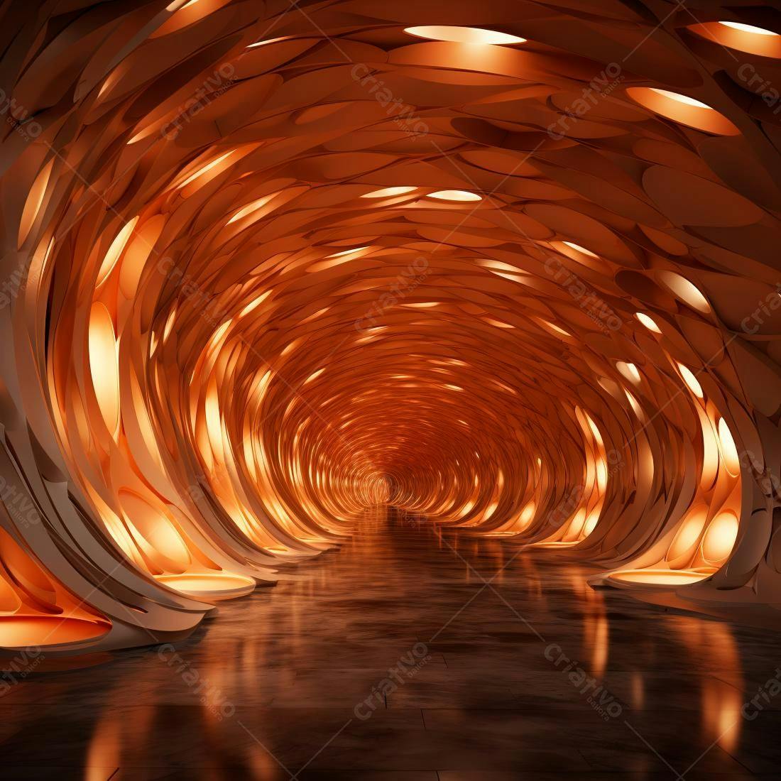 Túnel espiral laranja futurista