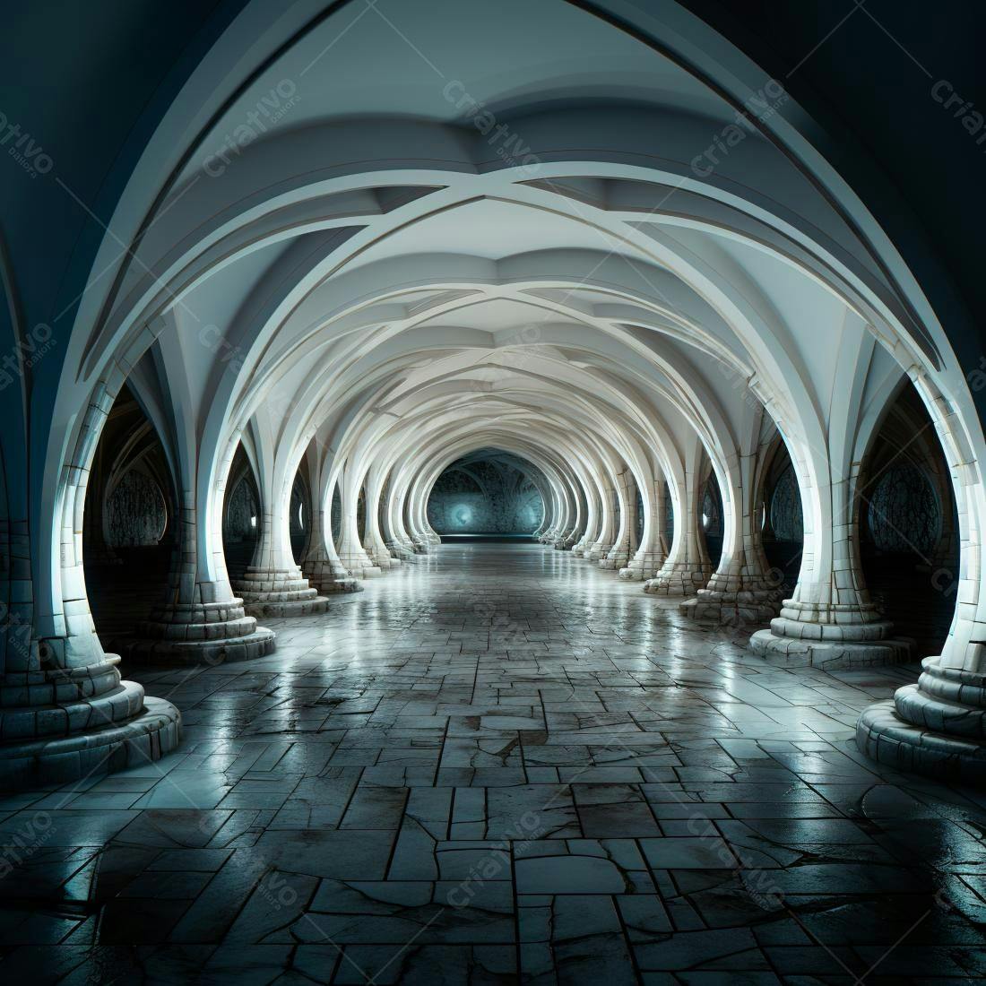 Galeria Gótica Iluminada com Colunas
