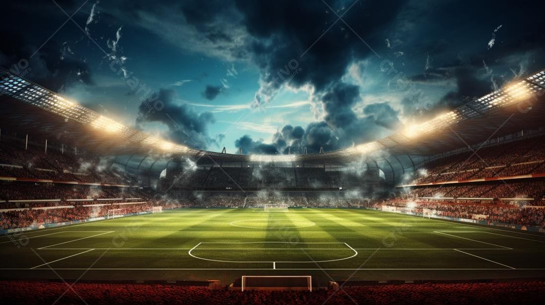 Estádio de futebol lotado noite