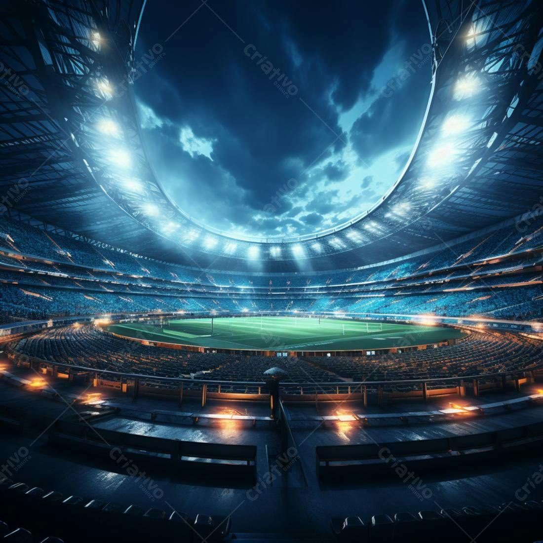 Estádio vazio noite azul iluminação