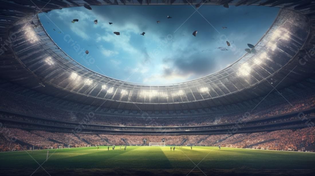 Estádio lotado jogo futebol noturno
