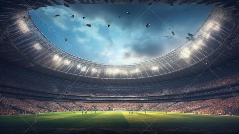 Pintura digital de estádio de futebol europeo