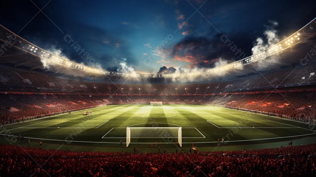 Estádio de futebol lotado noite